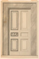 Dibujo, Decoración de una puerta plegable, ca. 1780