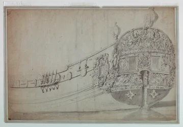 Dibujo, Diseño decorativo para la popa de un barco, ca. 1705