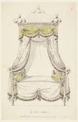 Dibujo, Diseño para una cama de estilo romano, 1780