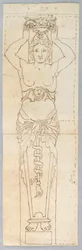 Dibujo, Diseño para una cariátide, siglo XVIII