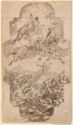 Dibujo, Diseño para el techo de una iglesia, 1700-1750