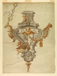 Dibujo, Diseño para un incensario, principios del siglo XVIII