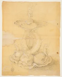 Dibujo, Diseño para un centro de mesa, 1630-60