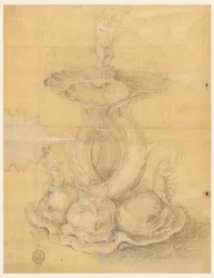 Dibujo, Diseño para un centro de mesa, 1630-60