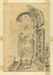 Dibujo, Diseño para un marco de fiesta en una iglesia, ca. 1700