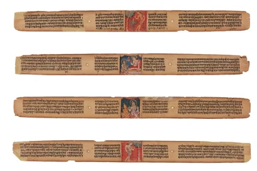 Cuatro hojas de un manuscrito de Gandavyuha