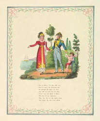 Tarjeta de felicitación, "Quédate en tierra, - oh, quédate conmigo...", ca. 1821