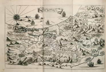 Mapa del país y de la ciudad de Panamá. Parte. 3 : cap : 5. (grabado)