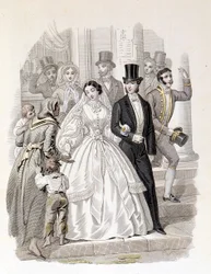 Una boda burguesa, grabado de 1860.