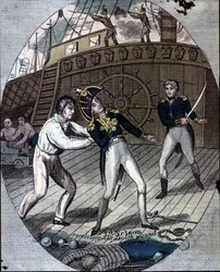 La muerte del almirante Nelson en la Batalla de Trafalgar, a bordo de su barco, el “Victory” (21 de octubre)
