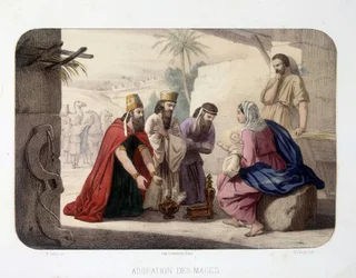 Adoración de los Reyes Magos (ofrenda a Cristo, la Virgen María y José)