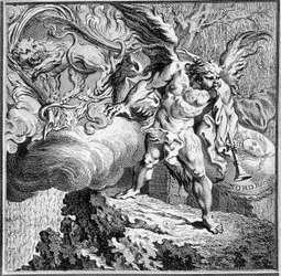 Alegoría del Viento del Norte. Grabado del siglo XVIII