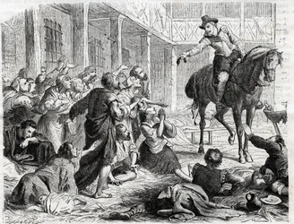 Alfonso (Alfonso Gieronimo) de Ornano (1548-1610) durante la peste de Burdeos en 1604 - grabado de 1860