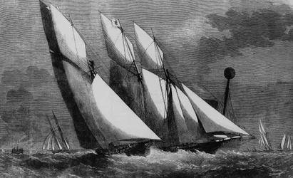 Carrera anual del Royal Thames Yacht Club: Galatea y Sharck en 1862, Bibl. des Arts deco.