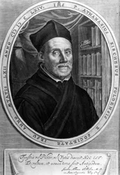 Athanasius Kircher (1601 - 1680), jesuita, orientalista y erudito alemán - Grabado s. XVIII