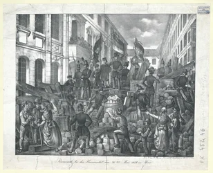 Barricada en la universidad el 26 de mayo de 1848 en Viena