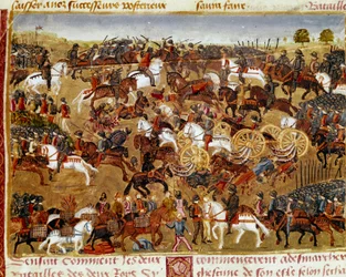 Escena de batalla Miniatura del “Libro de los Hechos de Alejandro Magno” de Quinto Curcio Rufo (siglo I)