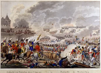 Batalla de Waterloo el 18 de junio de 1815. grabado del siglo XIX