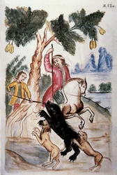 Caza de osos, del libro "Trujillo del Perú" o "Códice Martínez Compañón", por Baltazar Martínez Compañón y Bujanda, obispo de Trujillo (1782-1785)