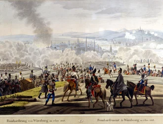 Bombardeo de Wurzburgo en 1813 (grabado del siglo XIX)