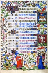 Libro de horas del siglo XV. El mes de enero. Milán, Biblioteca Trivulziana.