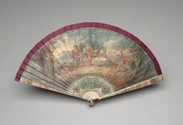 Abanico Brisé con una escena de una fiesta al aire libre, c.1700-25