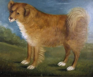 Perro marrón en un paisaje, c.1850