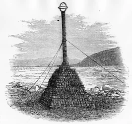 Cairn y buzón en el polo norte - Georges S. Nares, Un viaje al mar polar, París: Hachette