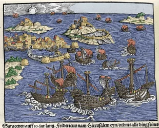 Captura de Jerusalén por los ejércitos sarracenos en febrero de 638. En "Den Edlen Strengen Besten Fromen" de Johann Stumpff