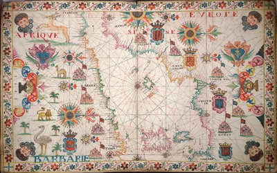 Carta del Mediterráneo occidental, c.1600 (manuscrito)