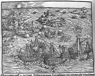 Enfrentamientos entre sarracenos. Grabado de Johann Stumpff "Den edlen struen belten fromen"