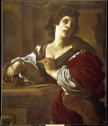 Escena del suicidio de Cleopatra con el áspid