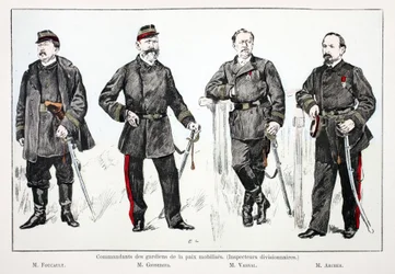 Comandantes de los guardianes de la paz movilizados (inspectores divisionales), de izquierda a derecha: Sr. Foucault, Sr. Giobergia, Sr. Vassal, Sr. Archer
