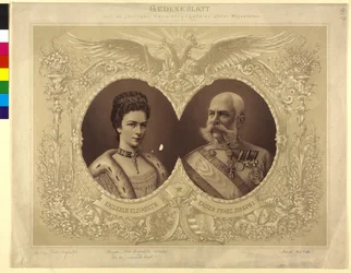 Papel conmemorativo de la ceremonia de boda de los 40 años de su Majestad el 24. abril de 1854