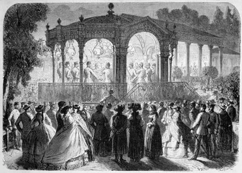 Concierto dado por música austriaca en el nuevo quiosco de Baden
