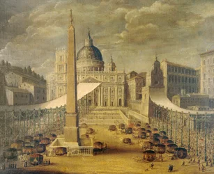 Procesión de Corpus Christi en la Plaza de San Pedro en la época del Papa Inocencio X, ca 1646, por un artista desconocido