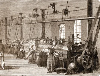 Taller de tejido de algodón. Grabado de 1860