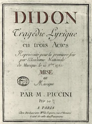 Portada del libreto de la ópera Didon del compositor Niccolo Vito Piccinni (1728-1800). 1783