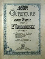 Portada de la partitura de apertura “El año 1812” opus 49 de Piotr Ilich Tchaikovsky
