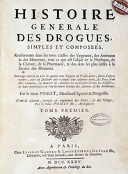 Portada de la "Historia General de las Drogas, Simples y Compuestas" por Pomet
