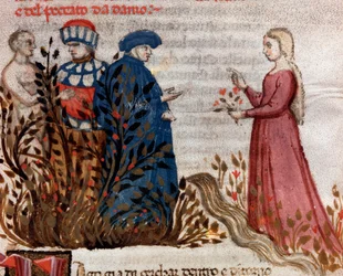 Dante se encuentra con Matelda (canto 28 del Purgatorio, en la Divina Comedia)