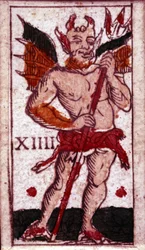 Diablo representado en una carta de juego. Siglo XVIII.