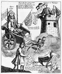 Impresión satírica holandesa contra John Law (1671-1729), sobre el caso Mississippi