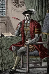 Eduardo VI escribiendo su diario - Rey Eduardo VI (1537-1553) escribiendo su diario