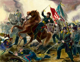 Episodio de la Guerra de Secesión: General Ulysses Simpson Grant durante una batalla