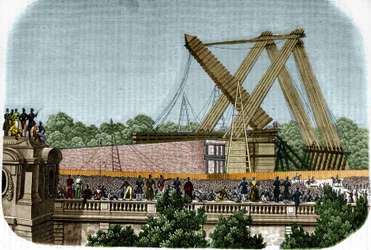 Erección del obelisco de Luxor en la Place de la Concorde. París, 25 de octubre de 1836.
