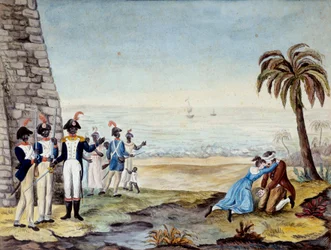 Ejecución de un colono durante la revuelta en Santo Domingo en 1791