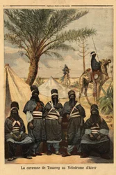 Exposición de la caravana de Touareg en el velódromo de invierno. Grabado en "Le petit journal" 4/06/1894. Colección Selva