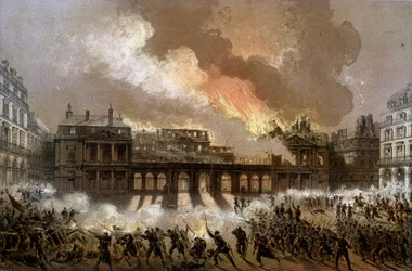 Incendio del Palacio Real el 24 de mayo de 1871 - litografía, finales del siglo XIX