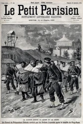 Primera Guerra Sino-Japonesa - Guerra Sino-Japonesa (1894-1895): Convoy de prisioneros chinos conducidos por soldados japoneses después de la Batalla de Pyongyang el 15 y 16 de septiembre